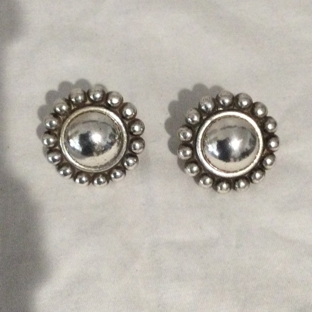 Silver Tone Round Pierced Earrings